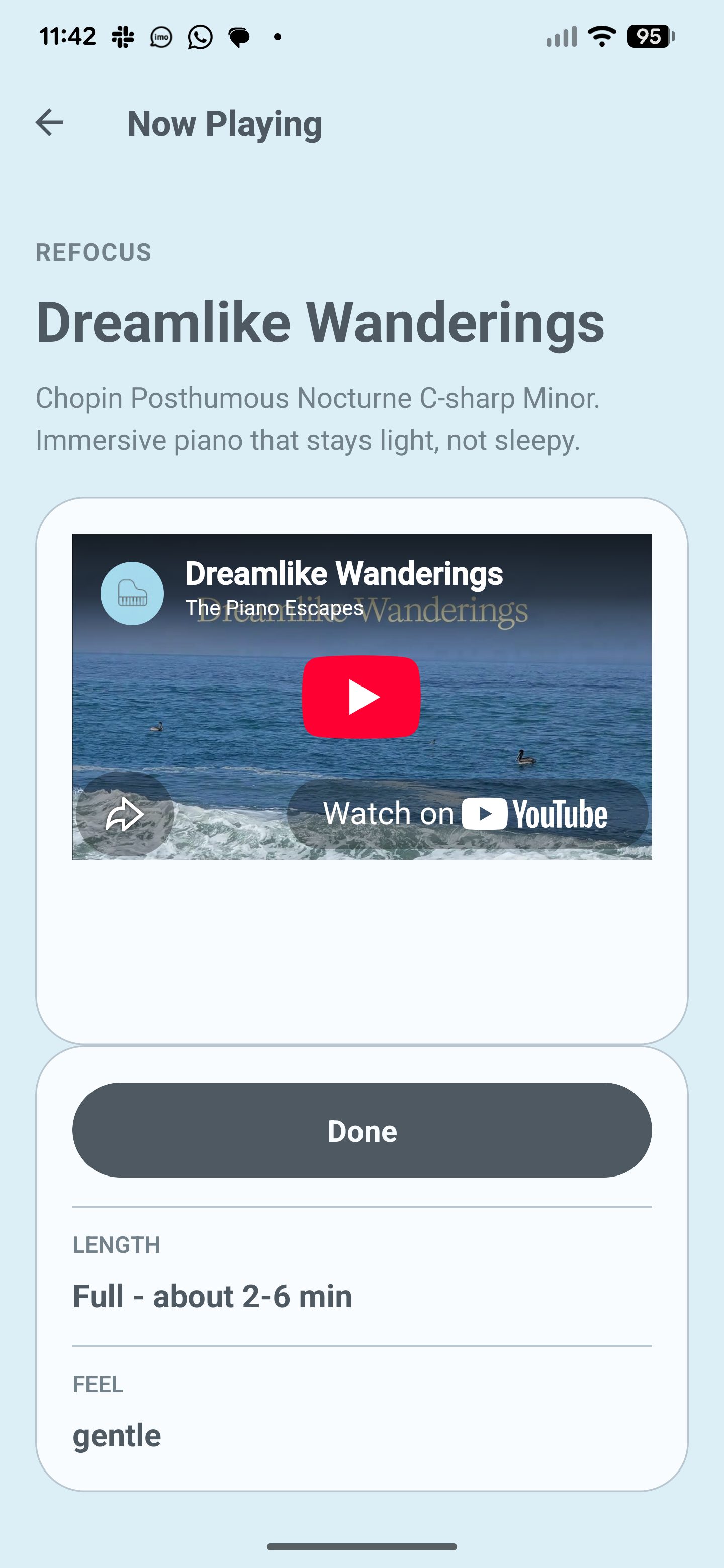 Piano Escapes Now Playing screen for Dreamlike Wanderings